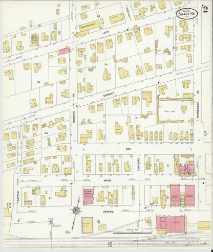 Sanborn Fire Insurance Map from Palestine, Anderson County, Texas (1911), Sheet #0002 - Complete Map Set gallery image, historic Sanborn map, vintage wall art, Texas Texas