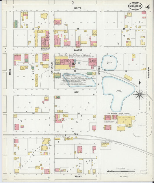 Sanborn Fire Insurance Map from Millstadt, Saint Clair County, Illinois (1900), Sheet #0004 - Historic Sanborn Fire Insurance Map Print, vintage old map wall art, antique decor, genealogy gift, Illinois Illinois map