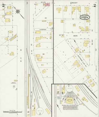 Sanborn Fire Insurance Map from Gurdon, Clark County, Arkansas (1924), Sheet #0002 - Complete Map Set gallery image, historic Sanborn map, vintage wall art, Arkansas Arkansas