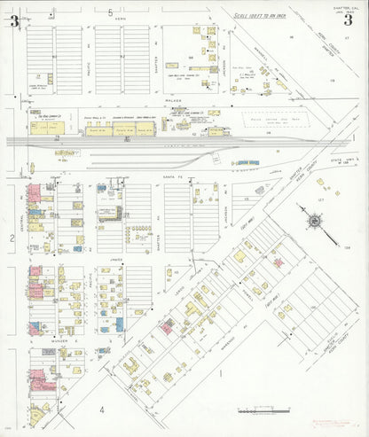 Sanborn Fire Insurance Map from Shafter, Kern County, California (1940), Sheet #0003 - Complete Map Set gallery image, historic Sanborn map, vintage wall art, California California