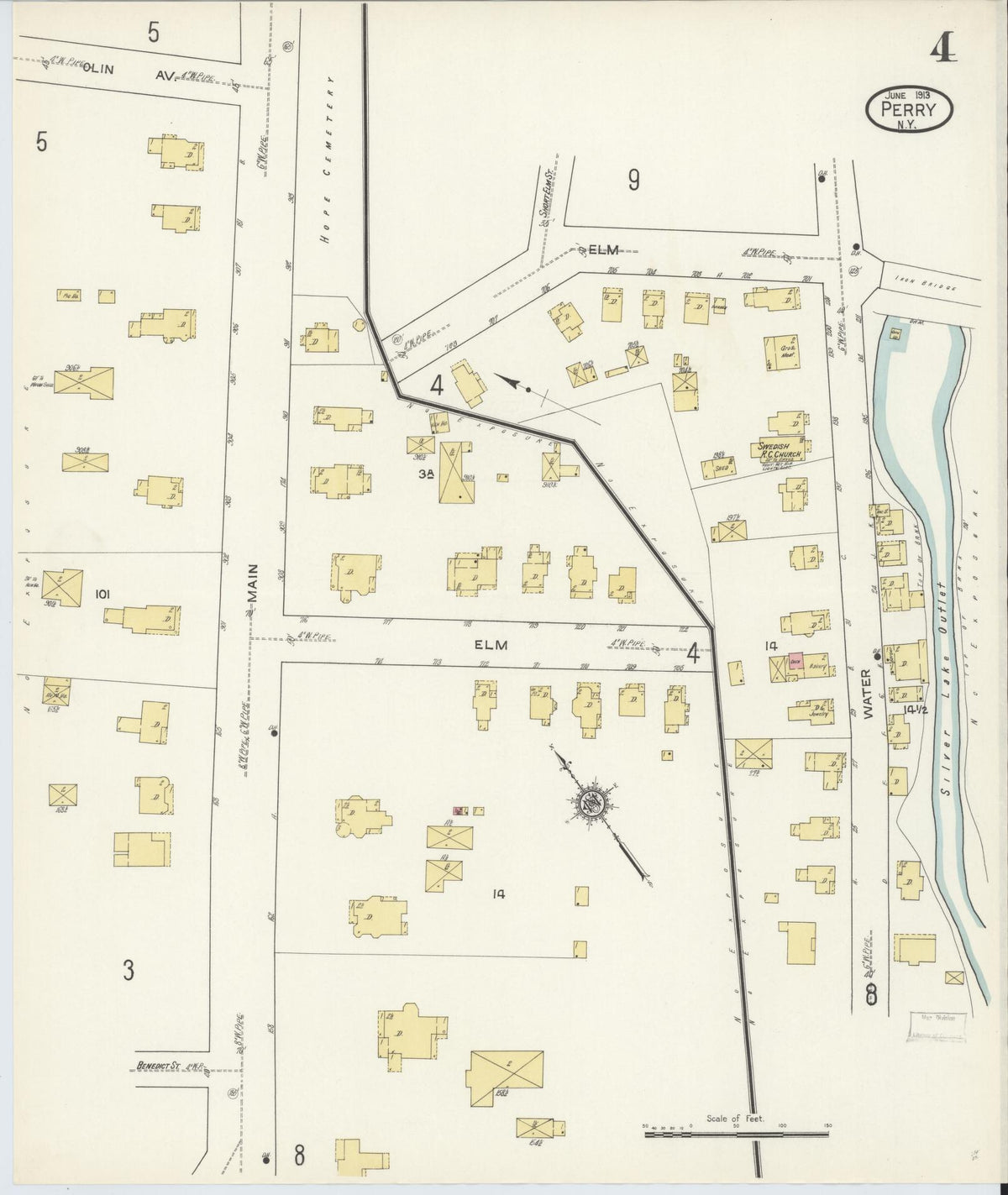Sanborn Fire Insurance Map from Perry, Wyoming County, New York (1913), Sheet #0004 - Complete Map Set gallery image, historic Sanborn map, vintage wall art, Perry Wyoming