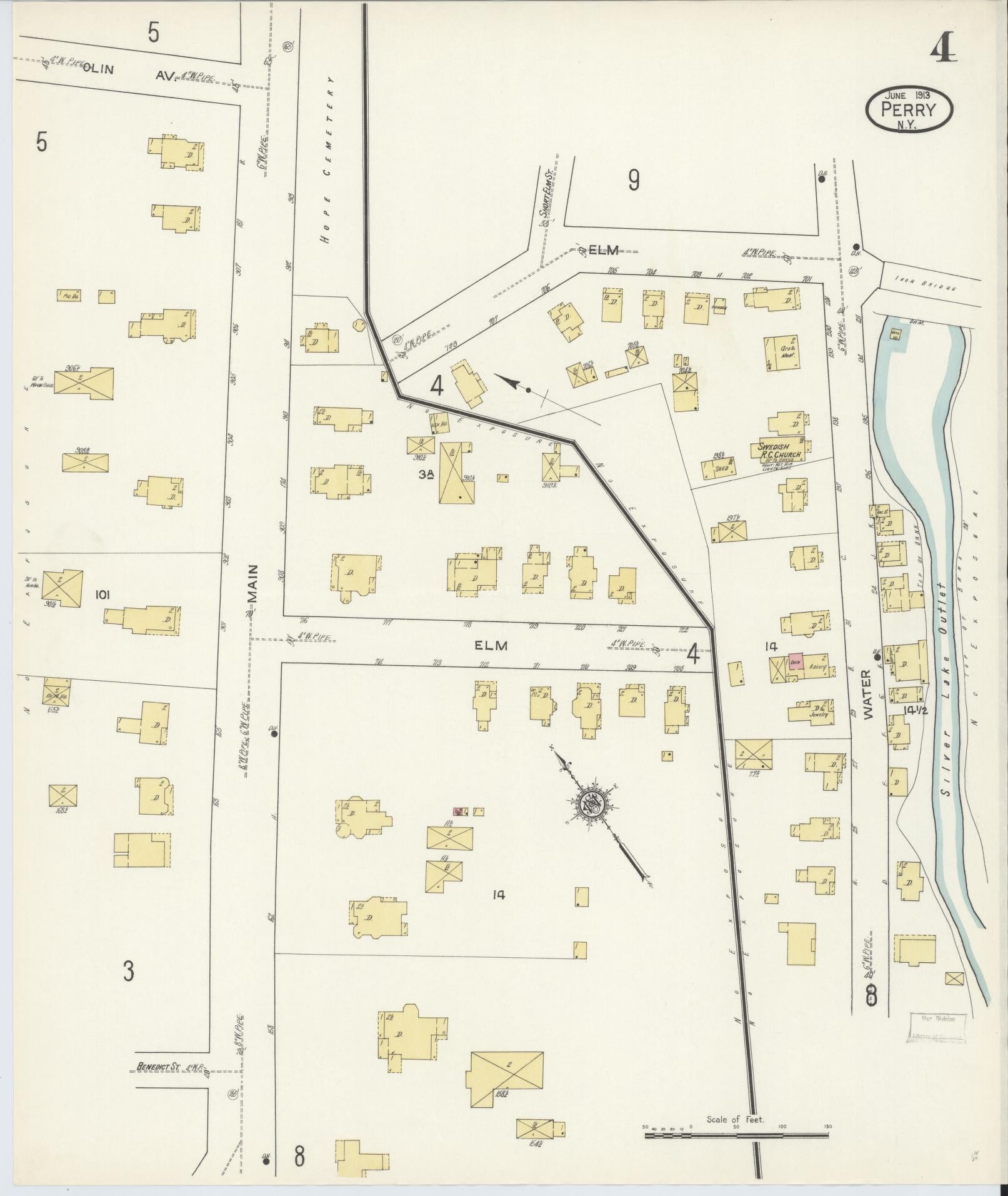 Sanborn Fire Insurance Map from Perry, Wyoming County, New York (1913), Sheet #0004 - Complete Map Set gallery image, historic Sanborn map, vintage wall art, Perry Wyoming