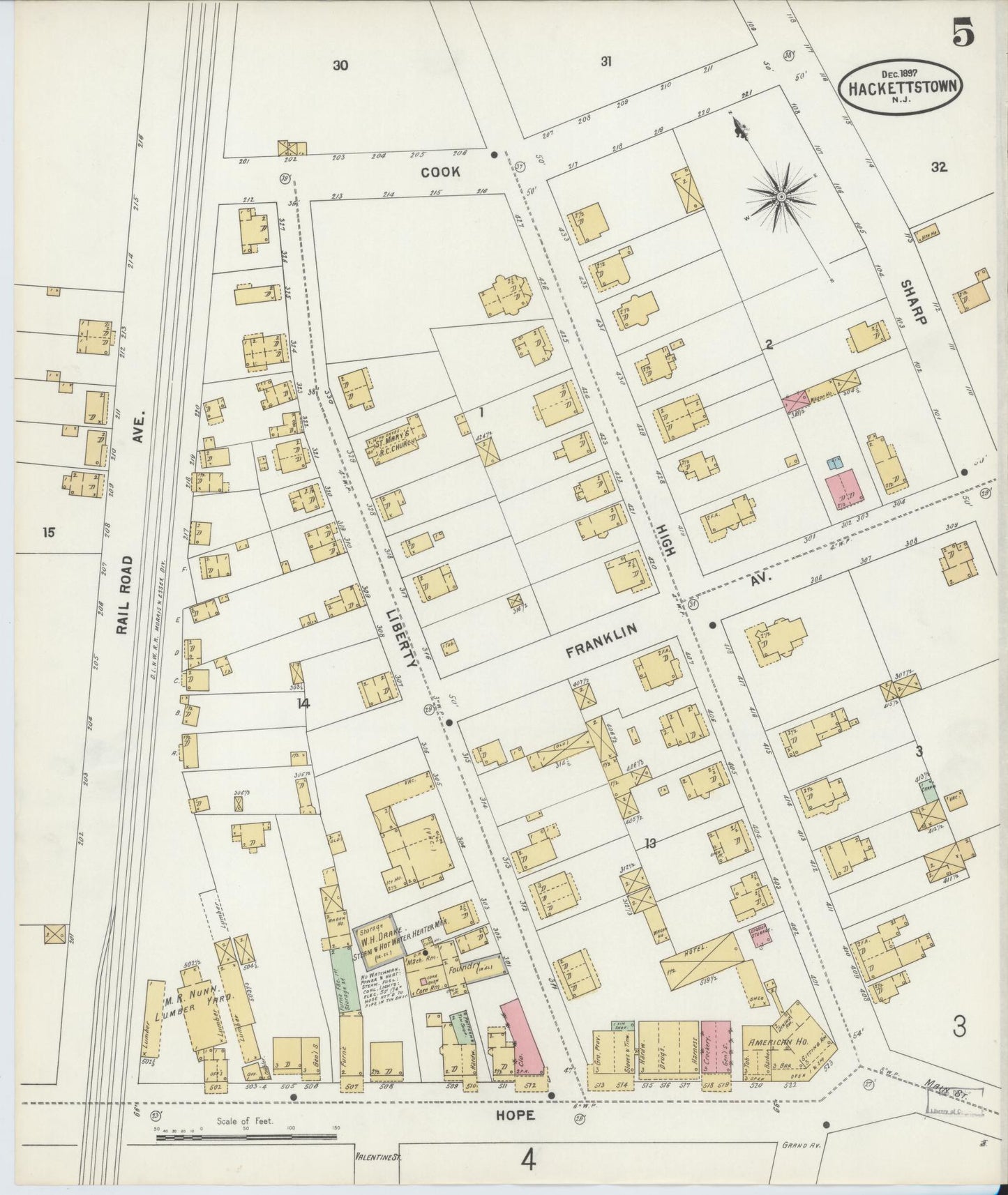 Sanborn Fire Insurance Map from Hackettstown, Warren County, New Jersey (1897), Sheet #0005 - Complete Map Set gallery image, historic Sanborn map, vintage wall art, New Jersey New Jersey