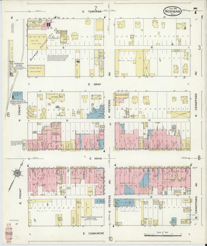 Sanborn Fire Insurance Map from Norman, Cleveland County, Oklahoma (1914), Sheet #0007 - Complete Map Set gallery image, historic Sanborn map, vintage wall art, Oklahoma Oklahoma