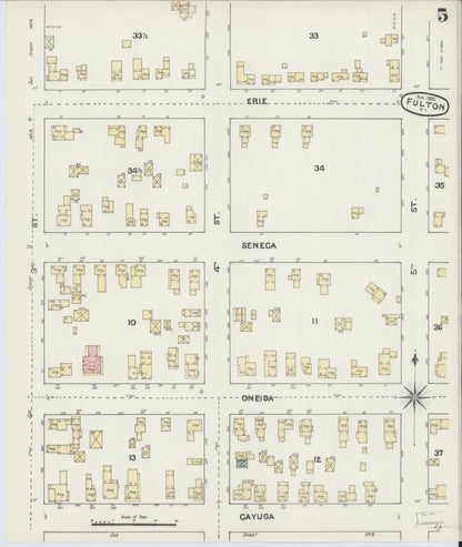 Sanborn Fire Insurance Map from Fulton, Oswego County, New York (1890), Sheet #0005 - Complete Map Set gallery image, historic Sanborn map, vintage wall art, New York New York