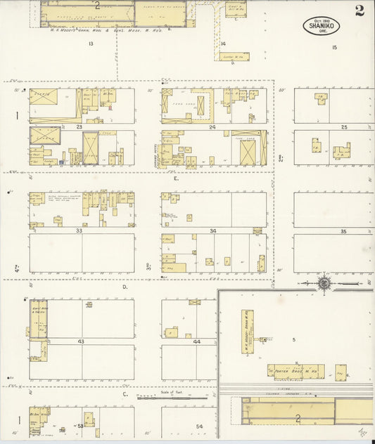 Sanborn Fire Insurance Map from Shaniko, Wasco County, Oregon (1910), Sheet #0002 - Historic Sanborn Fire Insurance Map Print, vintage old map wall art, antique decor, genealogy gift, Oregon Oregon map