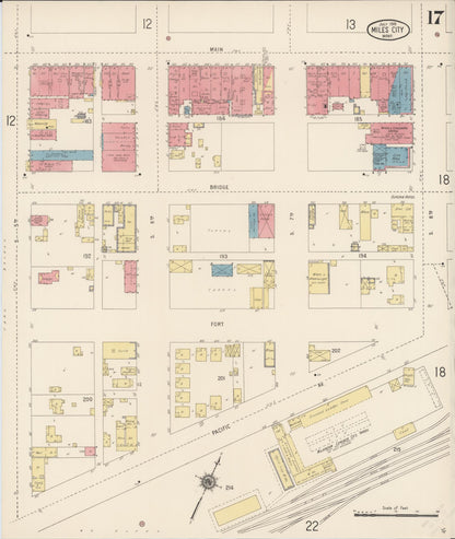 Sanborn Fire Insurance Map from Miles City, Custer County, Montana (1916), Sheet #0017 - Complete Map Set gallery image, historic Sanborn map, vintage wall art, Montana Montana