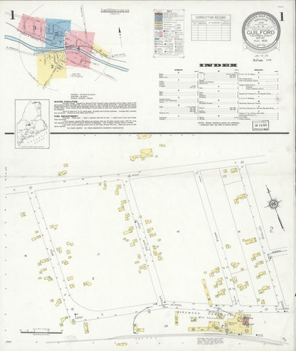 Sanborn Fire Insurance Map from Guilford, Piscataquis County, Maine (1933), Sheet #0001 - Complete Map Set gallery image, historic Sanborn map, vintage wall art, Maine Maine