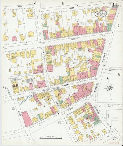 Sanborn Fire Insurance Map from Peekskill, Westchester County, New York (1900), Sheet #0011 - Complete Map Set gallery image, historic Sanborn map, vintage wall art, New York New York