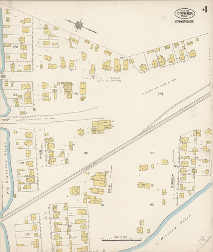 Sanborn Fire Insurance Map from Bonner, Missoula County, Montana (1912), Sheet #0004 - Complete Map Set gallery image, historic Sanborn map, vintage wall art, Montana Montana
