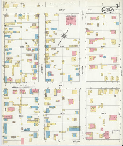 Sanborn Fire Insurance Map from Eagle Pass, Maverick County, Texas (1916), Sheet #0003 - Complete Map Set gallery image, historic Sanborn map, vintage wall art, Texas Texas