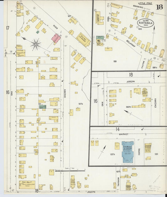 Sanborn Fire Insurance Map from Ashtabula, Ashtabula County, Ohio (1903), Sheet #0018 - Historic Sanborn Fire Insurance Map Print, vintage old map wall art, antique decor, genealogy gift, Ohio Ohio map
