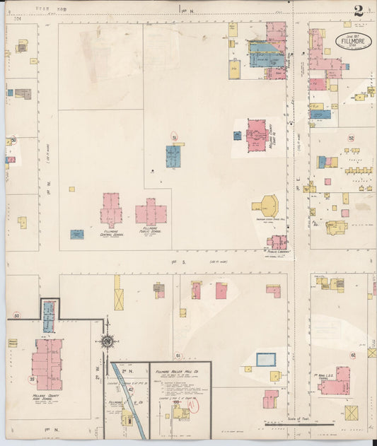 Sanborn Fire Insurance Map from Fillmore, Millard County, Utah (1930), Sheet #0002 - Historic Sanborn Fire Insurance Map Print, vintage old map wall art, antique decor, genealogy gift, Utah Utah map