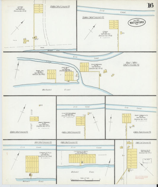 Sanborn Fire Insurance Map from Waterford, Saratoga County, New York (1902), Sheet #0016 - Historic Sanborn Fire Insurance Map Print, vintage old map wall art, antique decor, genealogy gift, New York New York map