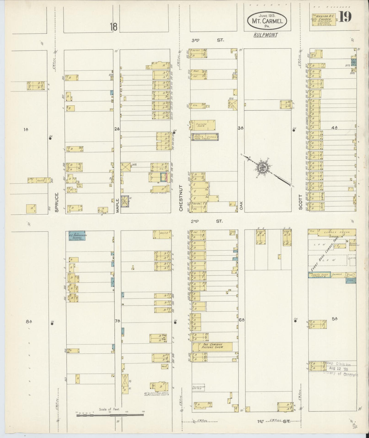 Sanborn Fire Insurance Map from Mount Carmel, Northumberland County, Pennsylvania (1913), Sheet #0019 - Complete Map Set gallery image, historic Sanborn map, vintage wall art, Pennsylvania Pennsylvania