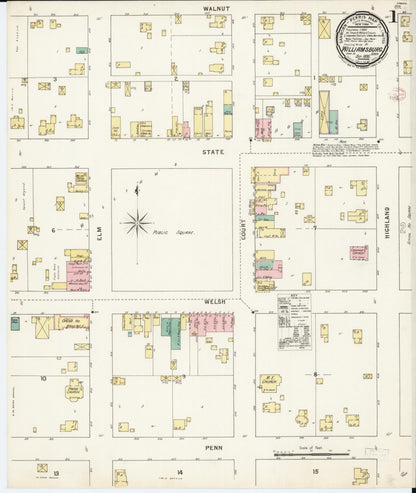 Sanborn Fire Insurance Map from Williamsburg, Iowa County, Iowa (1895), Sheet #0001 - Historic Sanborn Fire Insurance Map Print, vintage old map wall art