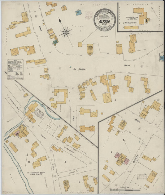Sanborn Fire Insurance Map from Alfred, York County, Maine (1903), Sheet #0001 - Historic Sanborn Fire Insurance Map Print, vintage old map wall art, antique decor, genealogy gift, Maine Maine map