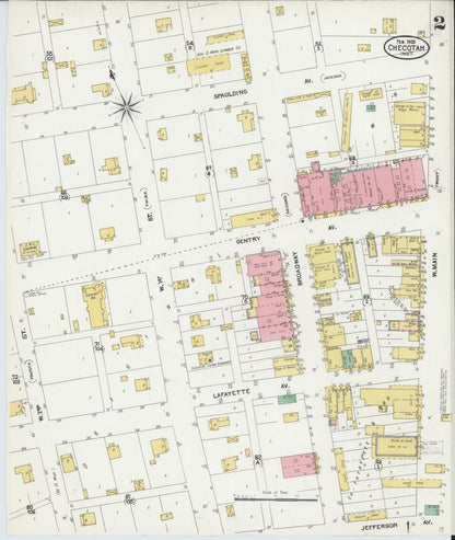 Sanborn Fire Insurance Map from Checotah, McIntosch County, Oklahoma (1905), Sheet #0002 - Complete Map Set gallery image, historic Sanborn map, vintage wall art, Oklahoma Oklahoma