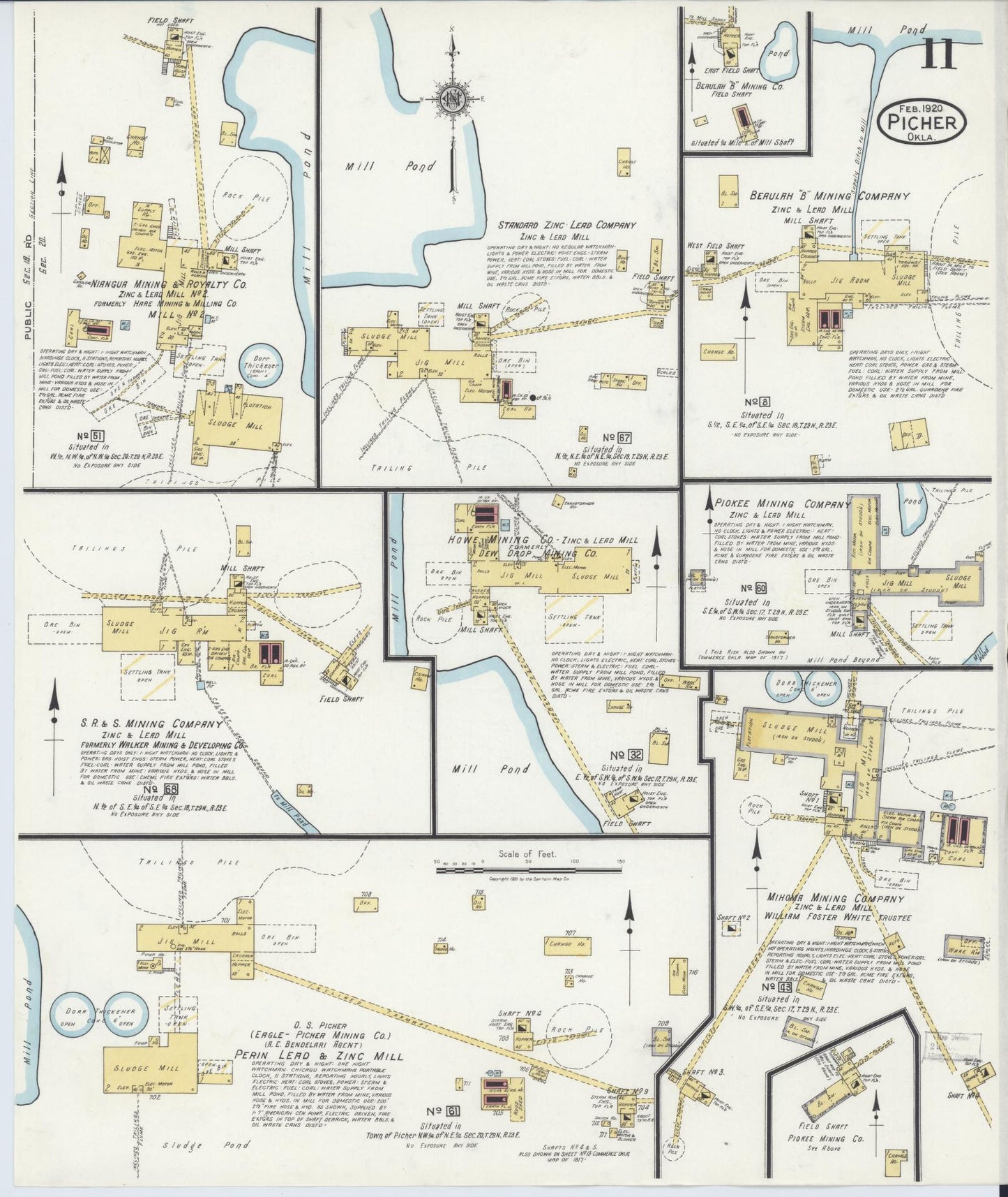 Sanborn Fire Insurance Map from Picher, Ottawa County, Oklahoma (1920), Sheet #0011 - Complete Map Set gallery image, historic Sanborn map, vintage wall art, Oklahoma Oklahoma