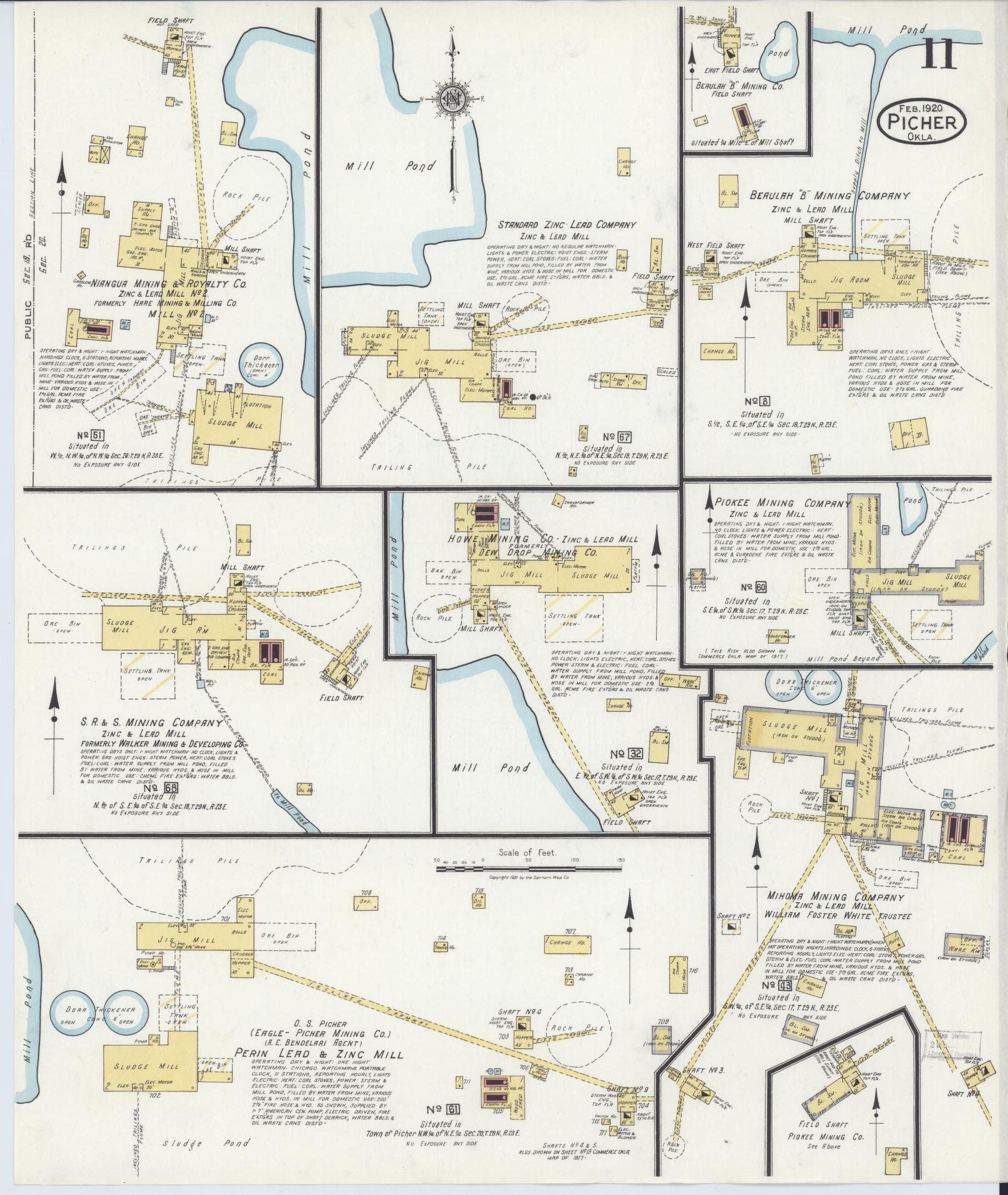 Sanborn Fire Insurance Map from Picher, Ottawa County, Oklahoma (1920), Sheet #0011 - Complete Map Set gallery image, historic Sanborn map, vintage wall art, Oklahoma Oklahoma