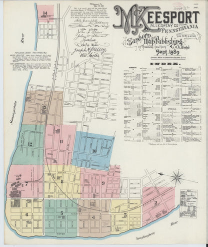 Sanborn Fire Insurance Map from McKeesport, Allegheny County, Pennsylvania (1889), Sheet #0001 - Complete Map Set gallery image, historic Sanborn map, vintage wall art, Pennsylvania Pennsylvania