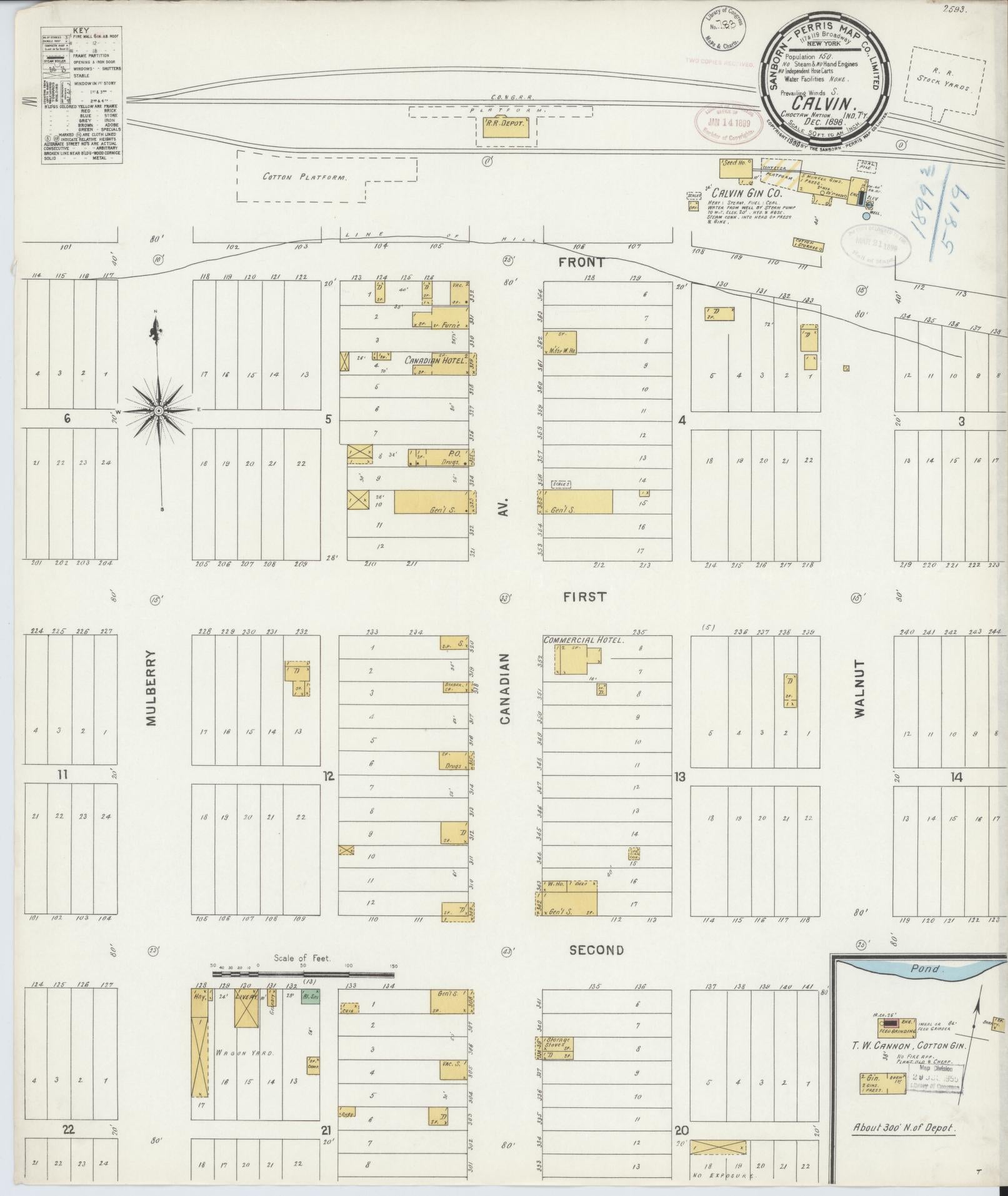 Sanborn Fire Insurance Map from Calvin, Hughes County, Oklahoma (1898), Sheet #0001 - Historic Sanborn Fire Insurance Map Print, vintage old map wall art, antique decor, genealogy gift, Oklahoma Oklahoma map