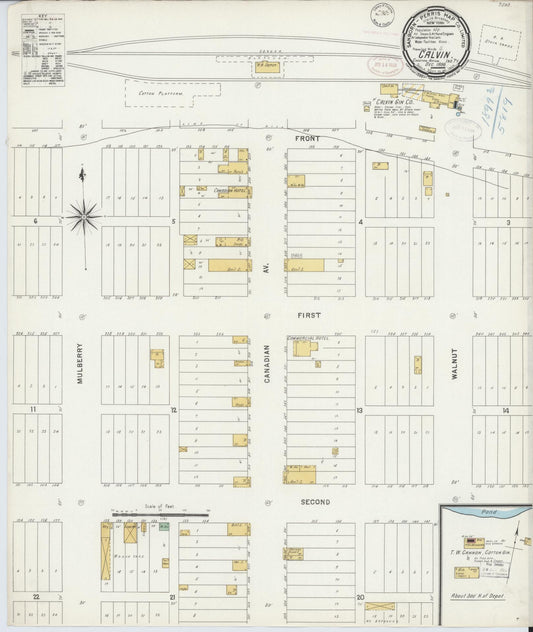 Sanborn Fire Insurance Map from Calvin, Hughes County, Oklahoma (1898), Sheet #0001 - Historic Sanborn Fire Insurance Map Print, vintage old map wall art, antique decor, genealogy gift, Oklahoma Oklahoma map