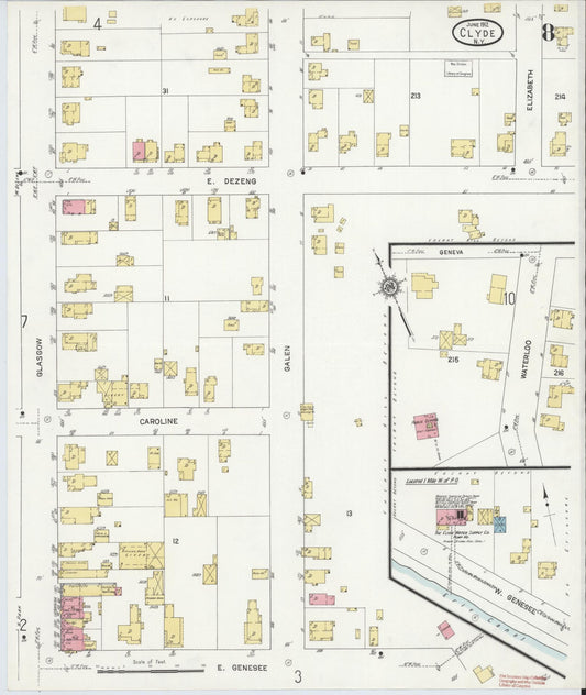 Sanborn Fire Insurance Map from Clyde, Wayne County, New York (1912), Sheet #0008 - Historic Sanborn Fire Insurance Map Print, vintage old map wall art, antique decor, genealogy gift, New York New York map