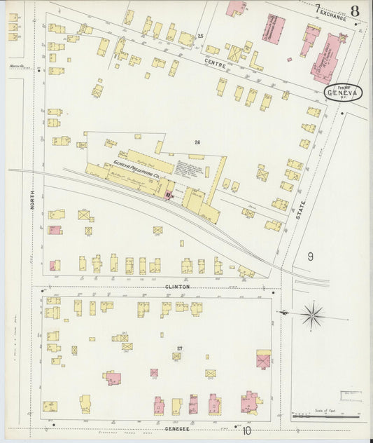 Sanborn Fire Insurance Map from Geneva, Ontario County, New York (1897), Sheet #0008 - Historic Sanborn Fire Insurance Map Print, vintage old map wall art, antique decor, genealogy gift, New York New York map