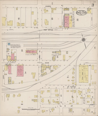 Sanborn Fire Insurance Map from Eagle Lake, Colorado County, Texas (1922), Sheet #0003 - Complete Map Set gallery image, historic Sanborn map, vintage wall art, Eagle Lake Colorado