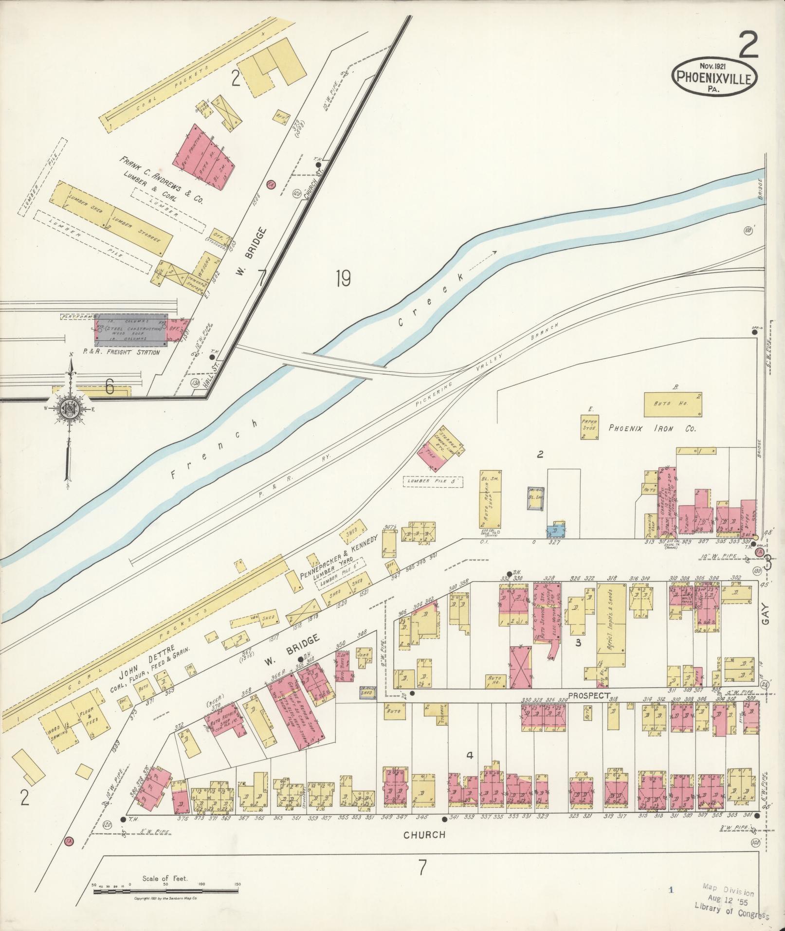 Sanborn Fire Insurance Map from Phoenixville, Chester County, Pennsylvania (1921), Sheet #0002 - Complete Map Set gallery image, historic Sanborn map, vintage wall art, Pennsylvania Pennsylvania