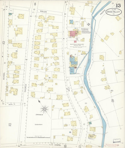Sanborn Fire Insurance Map from Grass Valley, Nevada County, California (1898), Sheet #0013 - Complete Map Set gallery image, historic Sanborn map, vintage wall art, Grass Valley Nevada