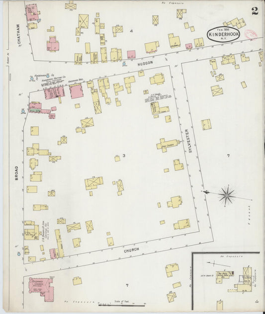 Sanborn Fire Insurance Map from Kinderhook, Columbia County, New York (1895), Sheet #0002 - Historic Sanborn Fire Insurance Map Print, vintage old map wall art, antique decor, genealogy gift, New York New York map