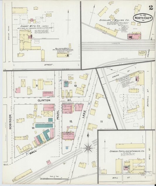 Sanborn Fire Insurance Map from North East, Erie County, Pennsylvania (1891), Sheet #0002 - Historic Sanborn Fire Insurance Map Print, vintage old map wall art, antique decor, genealogy gift, Pennsylvania Pennsylvania map