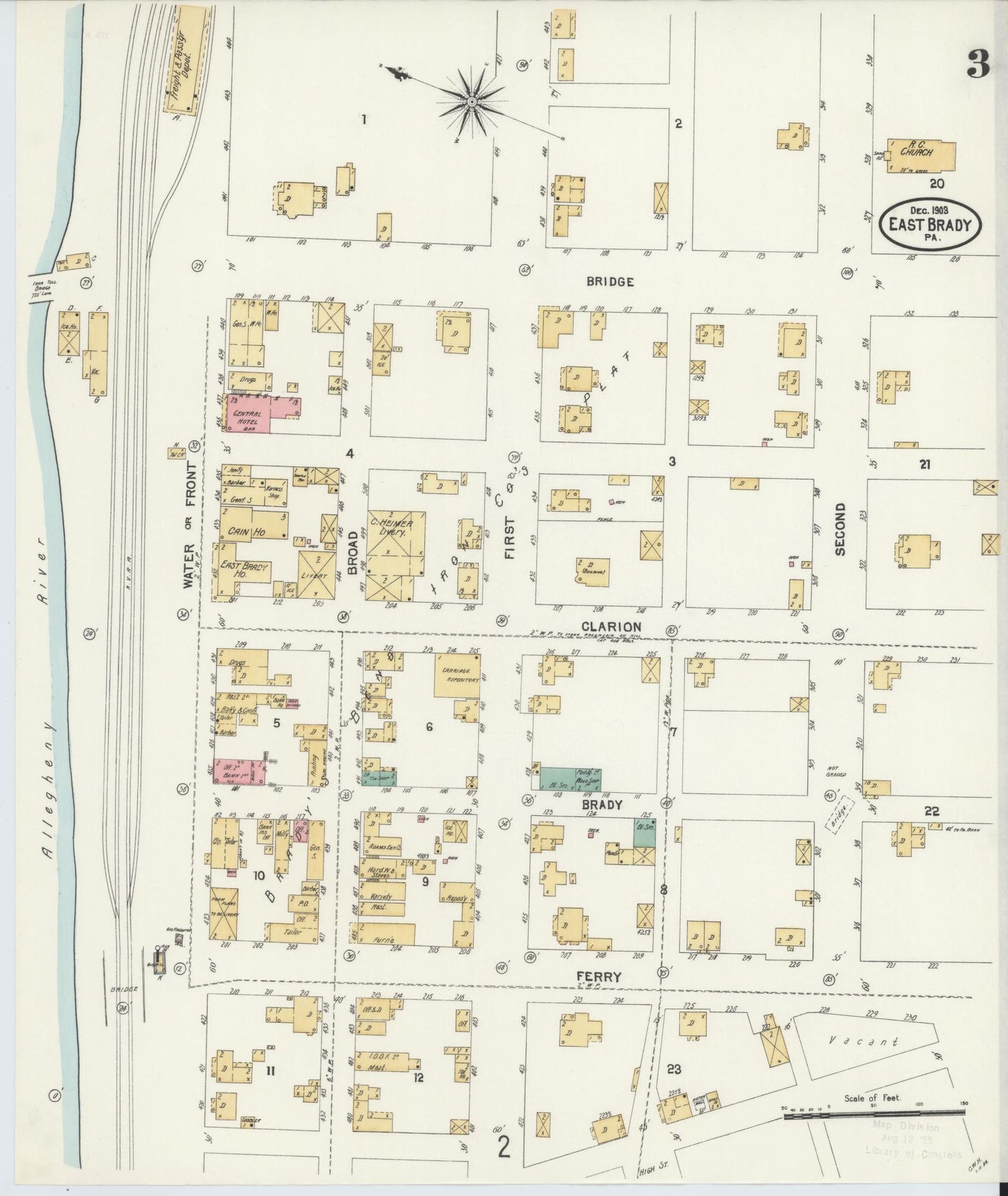 Sanborn Fire Insurance Map from East Brady, Clarion County, Pennsylvania (1903), Sheet #0003 - Historic Sanborn Fire Insurance Map Print, vintage old map wall art, antique decor, genealogy gift, Pennsylvania Pennsylvania map