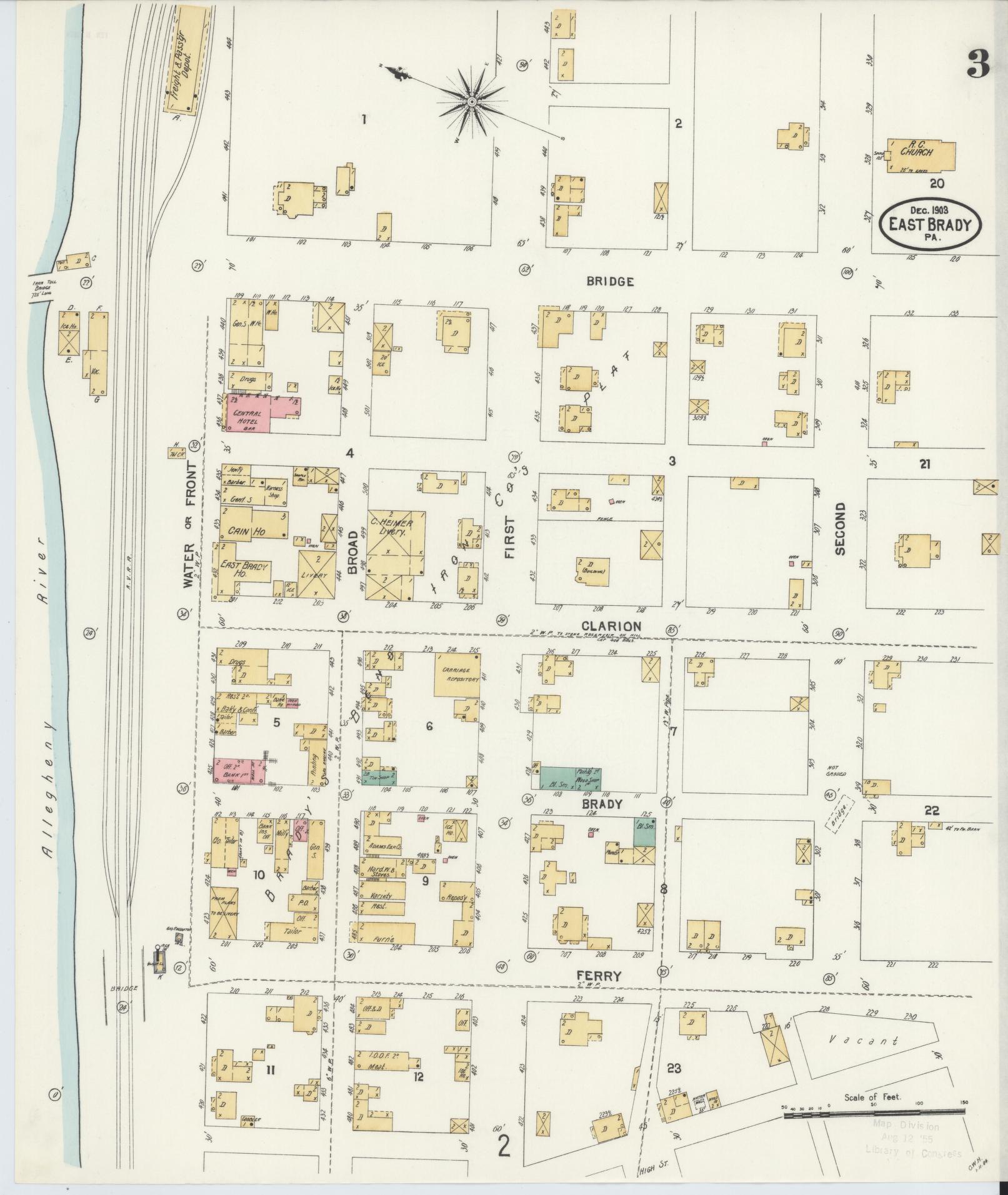 Sanborn Fire Insurance Map from East Brady, Clarion County, Pennsylvania (1903), Sheet #0003 - Historic Sanborn Fire Insurance Map Print, vintage old map wall art, antique decor, genealogy gift, Pennsylvania Pennsylvania map