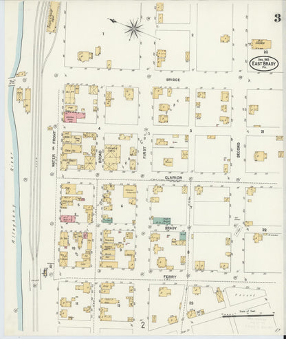Sanborn Fire Insurance Map from East Brady, Clarion County, Pennsylvania (1903), Sheet #0003 - Historic Sanborn Fire Insurance Map Print, vintage old map wall art, antique decor, genealogy gift, Pennsylvania Pennsylvania map