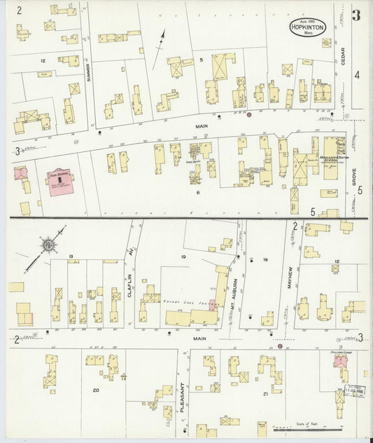 Sanborn Fire Insurance Map from Hopkinton, Middlesex County, Massachusetts (1910), Sheet #0003 - Historic Sanborn Fire Insurance Map Print, vintage old map wall art, antique decor, genealogy gift, Massachusetts Massachusetts map