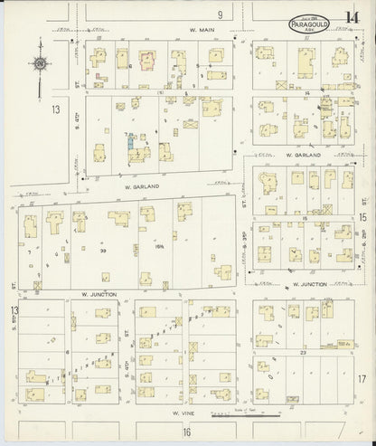 Sanborn Fire Insurance Map from Paragould, Greene County, Arkansas (1914), Sheet #0014 - Complete Map Set gallery image, historic Sanborn map, vintage wall art, Arkansas Arkansas