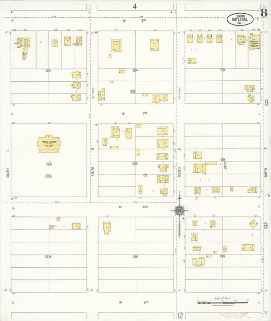 Sanborn Fire Insurance Map from Imperial, Imperial County, California (1922), Sheet #0008 - Historic Sanborn Fire Insurance Map Print, vintage old map wall art, antique decor, genealogy gift, California California map