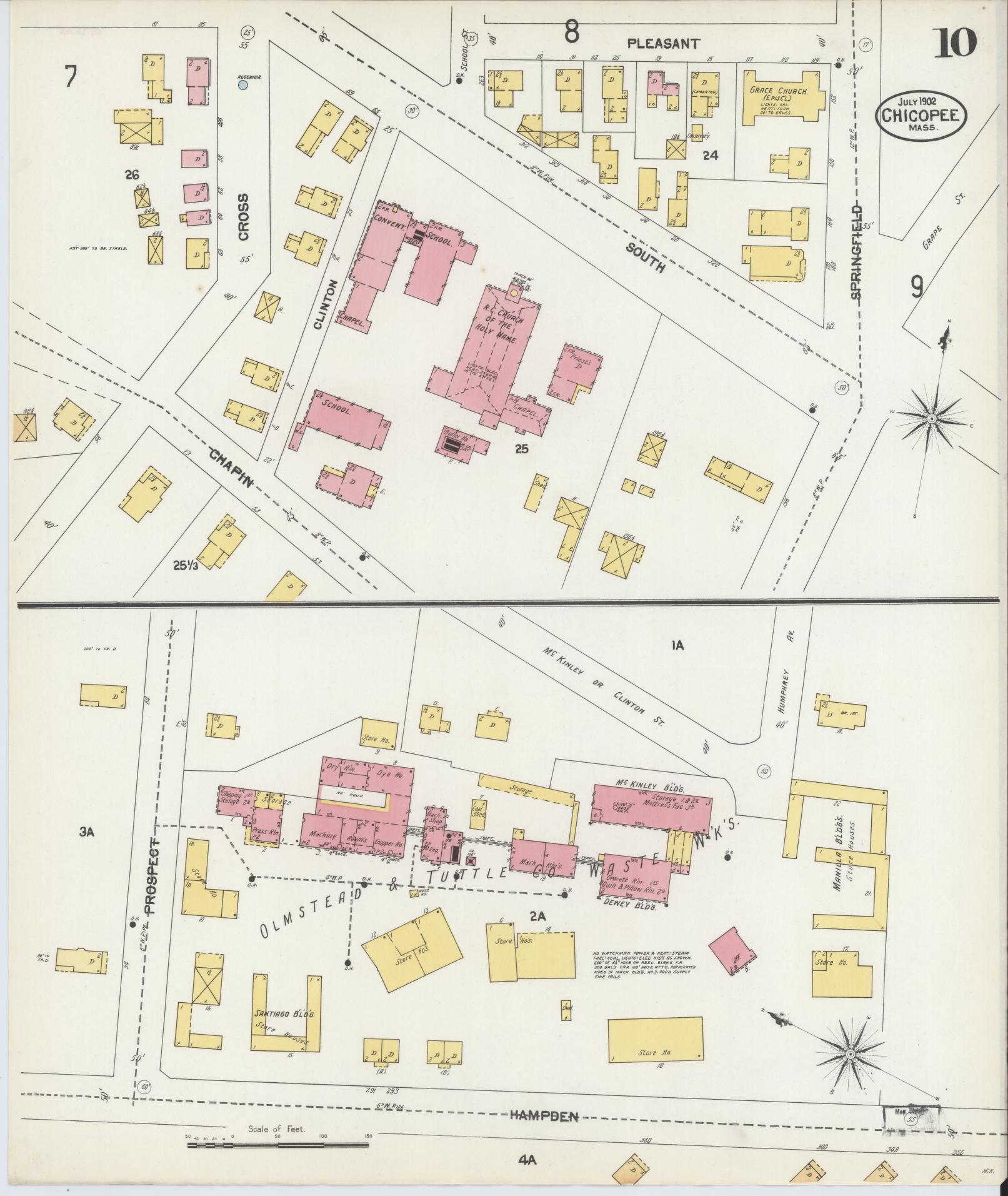 Sanborn Fire Insurance Map from Chicopee, Hampden County, Massachusetts (1902), Sheet #0010 - Complete Map Set gallery image, historic Sanborn map, vintage wall art, Massachusetts Massachusetts