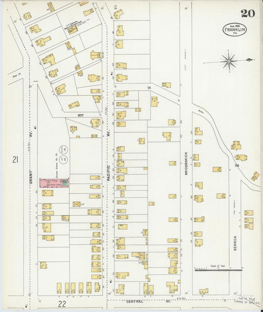 Sanborn Fire Insurance Map from Franklin, Venango County, Pennsylvania (1906), Sheet #0020 - Historic Sanborn Fire Insurance Map Print, vintage old map wall art, antique decor, genealogy gift, Pennsylvania Pennsylvania map