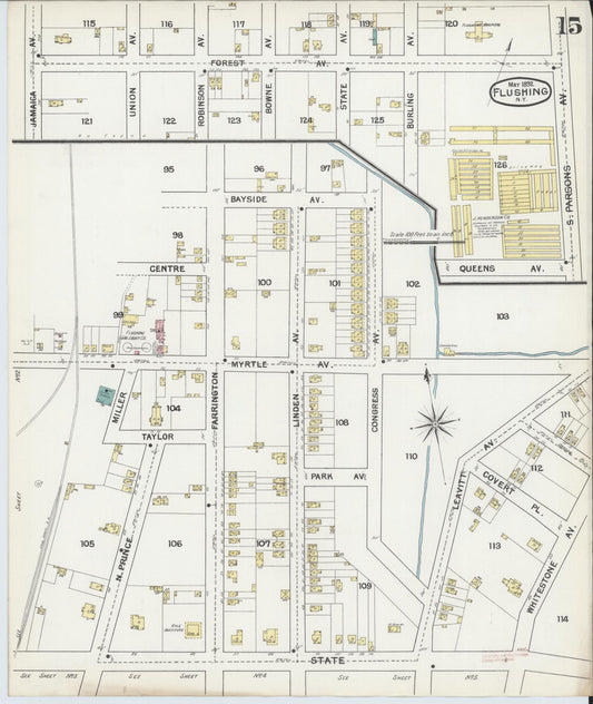 Sanborn Fire Insurance Map from Flushing, Queens County, New York (1892), Sheet #0015 - Historic Sanborn Fire Insurance Map Print, vintage old map wall art, antique decor, genealogy gift, New York New York map