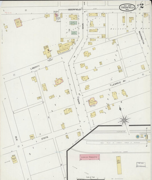 Sanborn Fire Insurance Map from Deerfield, Dane County, Wisconsin (1898), Sheet #0002 - Historic Sanborn Fire Insurance Map Print, vintage old map wall art, antique decor, genealogy gift, Wisconsin Wisconsin map