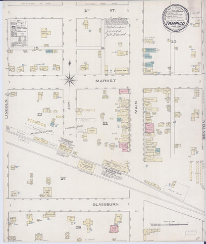 Sanborn Fire Insurance Map from Tampico, Whiteside County, Illinois (1886), Sheet #0001 - Historic Sanborn Fire Insurance Map Print, vintage old map wall art, antique decor, genealogy gift, Illinois Illinois map