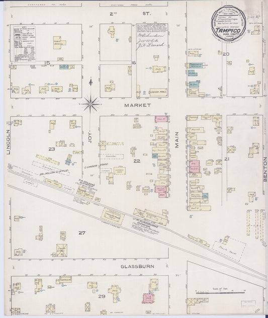 Sanborn Fire Insurance Map from Tampico, Whiteside County, Illinois (1886), Sheet #0001 - Historic Sanborn Fire Insurance Map Print, vintage old map wall art, antique decor, genealogy gift, Illinois Illinois map