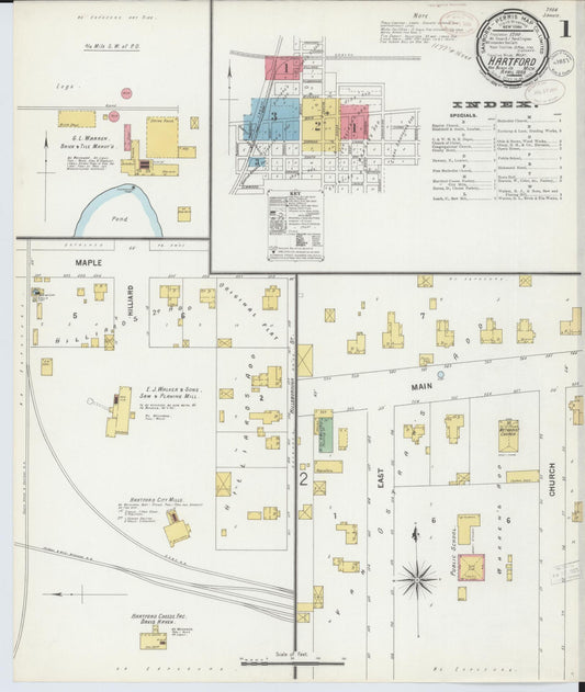 Sanborn Fire Insurance Map from Hartford, Van Buren County, Michigan (1899), Sheet #0001 - Complete Map Set gallery image, historic Sanborn map, vintage wall art, Michigan Michigan