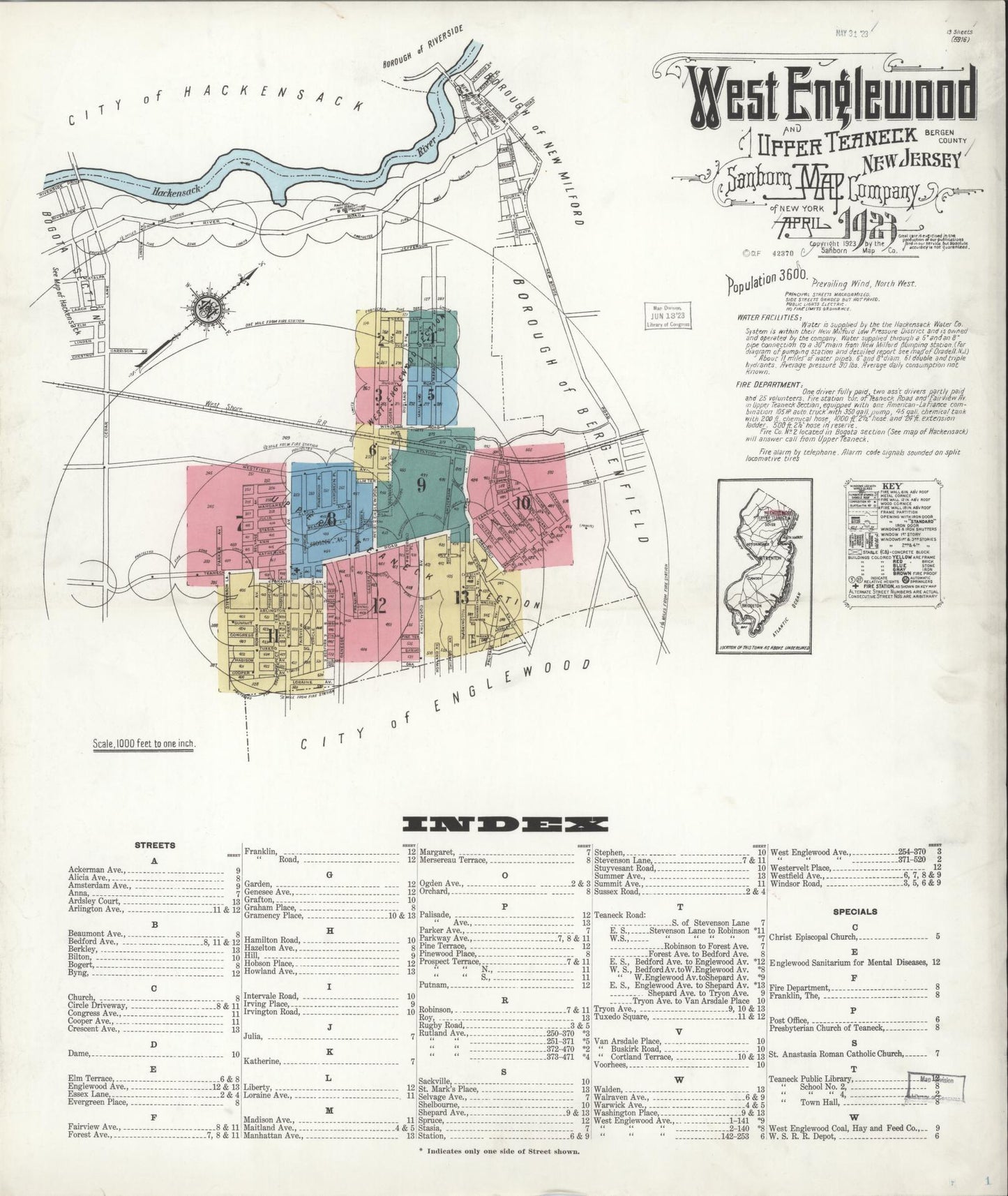 Sanborn Fire Insurance Map from West Englewood, Bergen County, New Jersey. (1923) – Historic Sanborn Fire Insurance Map Print
