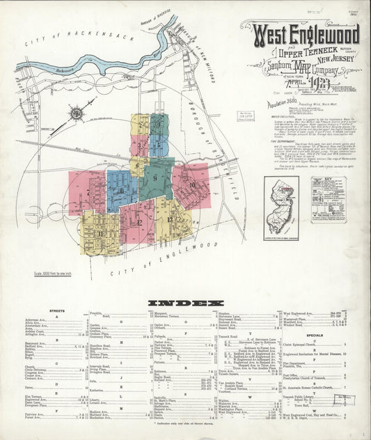 Sanborn Fire Insurance Map from West Englewood, Bergen County, New Jersey. (1923) – Historic Sanborn Fire Insurance Map Print