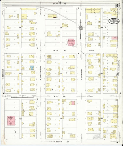 Sanborn Fire Insurance Map from Emporia, Lyon County, Kansas (1911), Sheet #0019 - Complete Map Set gallery image, historic Sanborn map, vintage wall art, Kansas Kansas